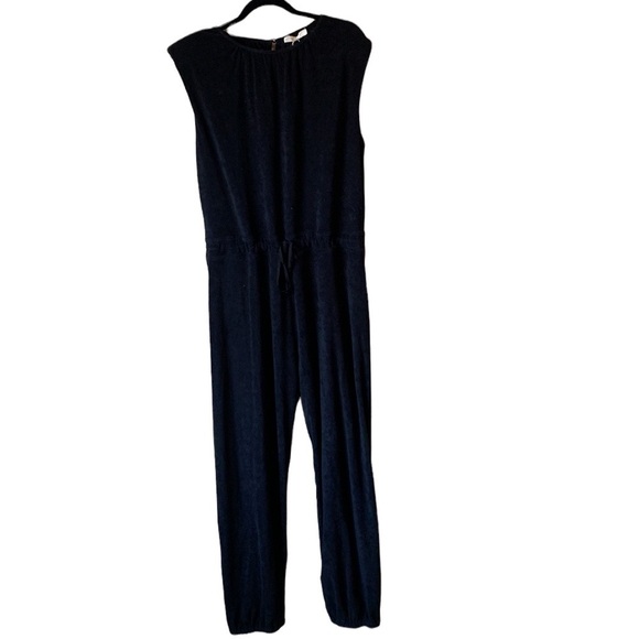 Wayf Hayden Womens Terry Sleeveless Knit Jumpsuit Black Padded Shoulder XL NWOT - Picture 2 of 15